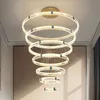 Cristal moderne 5 anneaux lampes suspendues cercle Villa cristaux lampes lumière de luxe salon Simple Duplex plafonniers suspendus