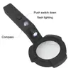 6X Microscope Loupe Handheld Magnifier Outdoor Multifunction Magnifying Glass with Compass Map Book Reading 6 LED UV