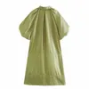 Spring Women Lantern Sleeve Mini A-Line Dress Female Patch Pocket Clothes Casual Lady Loose Vestido D7138 210430