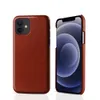 Luxury Protective PU Leather Hard PC Phone Fodral för iPhone 13 12 11 Pro Max XS XR 7 8 Plus Shocksäker fast färg Retro Cover Case