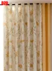 Curtain & Drapes Curtains For Living Dining Room Bedroom American Pastoral Style Color Matching Stitching Two-color Yellow