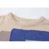 Spring Knitwear Women Long Sleeve Baggy Spliced ​​Color Jumper Sweater Stylish Chic Korean Vintage Female Stickad Sweater Toppar 210417