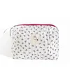 For Korean Bag Quilted Makeup Women Cosmetic Storage Bag Portable Toiletry Bags Female Beauty Case Cotton Floral Cosmetic Pouch 202211