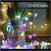 Decorações Festivas Suprimentos Home Garden10 / 20 LED Fada String Floco de Neve Floco de Neve Lâmpada Lâmpada Bateria Operado Casamento Festa de Natal Ao Ar Livre Indoor