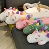 60cm150cm Dev Yalan Yalan Uyuyan Unicorn Peluş Oyuncak Büyük Karikatür Hayvanlar Unicornio Yatak Dolgalı Doldurma Kız için Yastık Yastığı 27399507