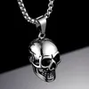 Crâne exagéré en acier inoxydable Pendentif chaîne mâle rétro punk style accessoire collier cadeau créatif pour hommes et garçons colliers