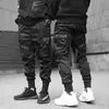 Hommes Cargo Pantalon Noir Rubans Harem Joggers Casual Coton Streetwear Hip Hop Poches Survêtement Pantalon Harajuku Mode Pantalon 210723