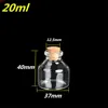 12 st 37x40x12.5 mm Önskar flaska Mini Glasflaskor med korkproppar Rensa flaskor CHARM DIY JARS CONTAINERSGOOD QTY