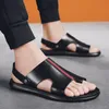 Sandali da uomo di grandi dimensioni 2021 sandali romani in pelle estivi scarpe casual da uomo infradito da spiaggia pantofole da esterno per uomo sneakers nere