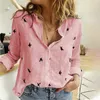 Frauen Vögel Drucken Shirts 35% Baumwolle Langarm Weibliche Tops Frühling Sommer Lose Beiläufige Büro Damen Hemd Plus Größe 5XL 210426