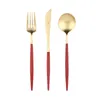 Nordic Red Dinnerware Set Forks Facas Colheres Table Utensílios Ocidental Cutelaria Royal Spoif Chopsticks Alta Qualidade