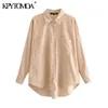 Women Fashion Pockets Oversized Corduroy Shirts Long Sleeve Asymmetric Loose Female Blouses Chic Tops 210420