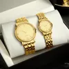 WRISTWATCHES KKY MRAJ Para Gold Watch 2021 Zegarki męskie luksus kwarcowy Wodoodporne damskie damskie mody Casual Lover Clock320d