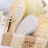 Spazzole da bagno Confezione regalo in legno a forma di cuore promozionale Set di accessori da bagno 6 pezzi Spugna / pettine in sisal Scatola di legno / Spazzola per massaggi