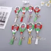 47 Color Beaded Keychain Party Favor Wooden Tassel String Chain Food Grade Silicone Bead KeyRing Women Wrist Strap Bracelet3758559