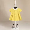 Bebek Kız Sıcak Yaz 2019New Satış Katı Renk Katı Kısa Kollu Kısa Vintage Prenses Elbiseler Kız Giysileri Q0716