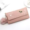 DHL50pcs Wallets Women PU Butterfly Prints Flap Cover Hasp Long Credit Card Holder