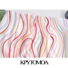 Kpytomoa vrouwen chique mode kantoor slijtage kleur gestreepte mini rok vintage een lijn rug rits met voering vrouwelijke rokken mujer 210721