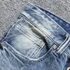 Jeans masculinos estilo italiano moda homens retro luz cinza azul elástico algodão slim rasgado designer vintage botões denim calças de denim