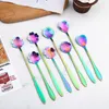 Dessert Coffee Spoons Long Handle Fruit Cake Scoop Juice Milk Tea Stir Scoops Sunflower Rose Shape Spoon Kitchen Tableware BH5982 WLY