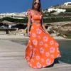Boho Sexy Maxi robe grande taille 3XL dame deux pièces ensemble plage es élégant été pour les femmes Vestidos De Mujer A870 210420
