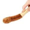 newWooden Cup Brush Kitchen Cleaning Tool Long Handle Coconut fiber Brown Natural Coir non-stick skillet dish washing pot brush EWA4726