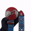 New Hot Fashion Western Rhinestones Bälten Stor Spänne Diamond Studded Luxury Strap Crystal Belt för Kvinnor Män Jeans