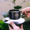 Kaffeetasse im europäischen und amerikanischen Stil mit Geschirrlöffel-Set, Haushalts-Trinkutensilien, Keramik, Fassungsvermögen 110 ml