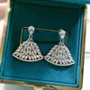 100% 925 sterling silver brud kjol för kvinnor lyx skapad moissanit diamant fina smycken bankett parti örhängen