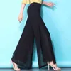 Yaz kadın Yüksek Bel İki Katmanlar Şifon Kadın Geniş Bacak Gevşek Bölünmüş Dans Pantolon Pantolon Artı Boyutu S-4XL 210416