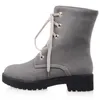 Stiefel Warm Plüsch Einlegesohle Frauen Winter Quadratische Absätze Knöchelschuhe Schnürung Frau