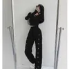 Koreanska kvinnor Casual Loose Heart Print Streetwear Sweatpants Femme High Waist Harajuku Byxor Wide Leg Sport Jogger Harem Pants 210925