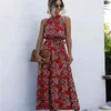 Zomer lange jurk polka dot casual midi jurken zwarte halter strapless gele sundress vakantie jurk kleding voor vrouwen 210721