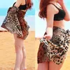 new double-section leopard print brown scarf T0R1