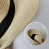 Summer Fashion White Flat Brim Wide Brim Women's Strawhat Women's Jazz Fedoras Hat Sun-shading Hat Beach Cap Summer