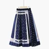 Surmiitro красочные точки полосатый летний MIDI длинный плиссированный юбка женщины корейский стиль средняя длина высокая талия линия юбка линии женщины 210712