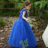 Princess Cinderella Dress up Clothes Girl Off Shoulder Pageant Ball Gown Kids Deluxe Fluffy Bead Halloween Party 805 V2