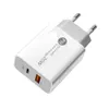 Vit snabb snabb laddning Dual Ports PD 12W 20W EU US AC Home Travel Wall Charger Plugs för iPhone 14 15 iPad HTC Huawei S1