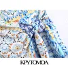 KPYTOMOA Femmes Chic Mode Patchwork Imprimer Asymétrie Wrap Midi Jupe Vintage Taille Haute Avec Noeud Noué Femme Jupes Mujer 210621