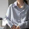 Elegante Frauen Shell Button Up Bluse Mode Frühling Herbst Revers Weiße Hemden Damen Langarm Koreanische Casual Büro Tops 210525