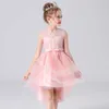 2021 été queue demoiselle d'honneur robe enfants robes pour filles enfants Costume princesse fille fête blanc bleu rose robe de mariée Q0716