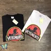 Vetements T Рубашка Вышивка Письмо Мужчины Женщины Конные Футболка О-Шеи Хлопок