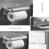 Toiletpapier Houders Matte Black Space Aluminium Houder Zelfklevende Punch-Free Badkamer Mobiele Hardware Set