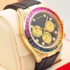 Wristwatch Designer Automatic Mechanical Watches 18K gold diamond rainbow ring mens womens wristwatches come with box8011754