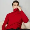 Hommes pulls pull De Hombre automne hiver chaud col roulé couleur unie décontracté tricot pulls 2021 Ropa