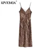 Frauen Sexy Mode Leopard Print Midi Kleid Backless Zipper Dünne Träger Weibliche Kleider Vestidos Mujer 210420