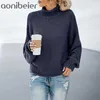 Aonobeier Grob Garn Gestrickte Frauen Rollkragenpullover Herbst Winter Damen Langarm Pullover Beiläufige Lose Weibliche Jumper 210604