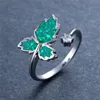 Fedi nuziali Anello di apertura carino femminile Bianco Blu Verde Rosso Opale Pietra Fidanzamento colore argento vintage per gioielli da donna