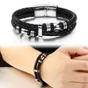 12mm Men's Leather Stainless Steel Charm Bracelet Double Layers Multilayer Braided Silver Knot Biker Magnetic Clasp Bangle 18.5cm/20.5cm/22cm Length