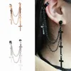 Dangle & Chandelier 2021 Arrival Fashion Retro Black Cross Chain Earring Personality Ladies Women Hip Hop Multi-Layer Men's Earrings Jewelry